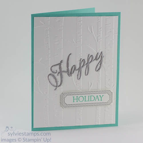 silver and blue holiday card